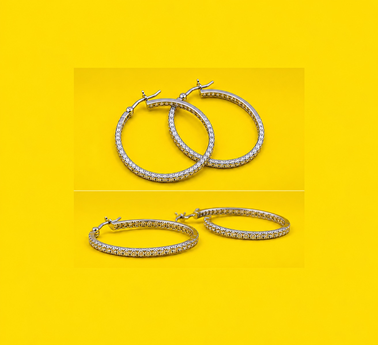 White Gold Lab-Grown Diamond Hoop Earrings