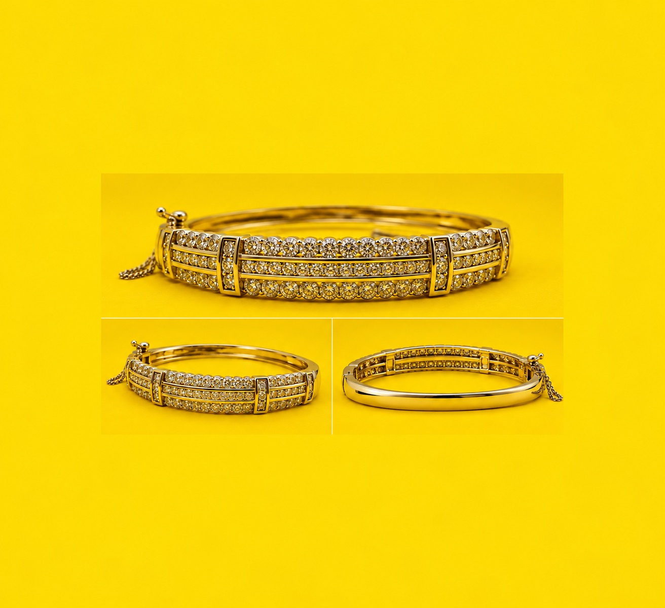 14K Yellow Gold Diamond Bangle Bracelet